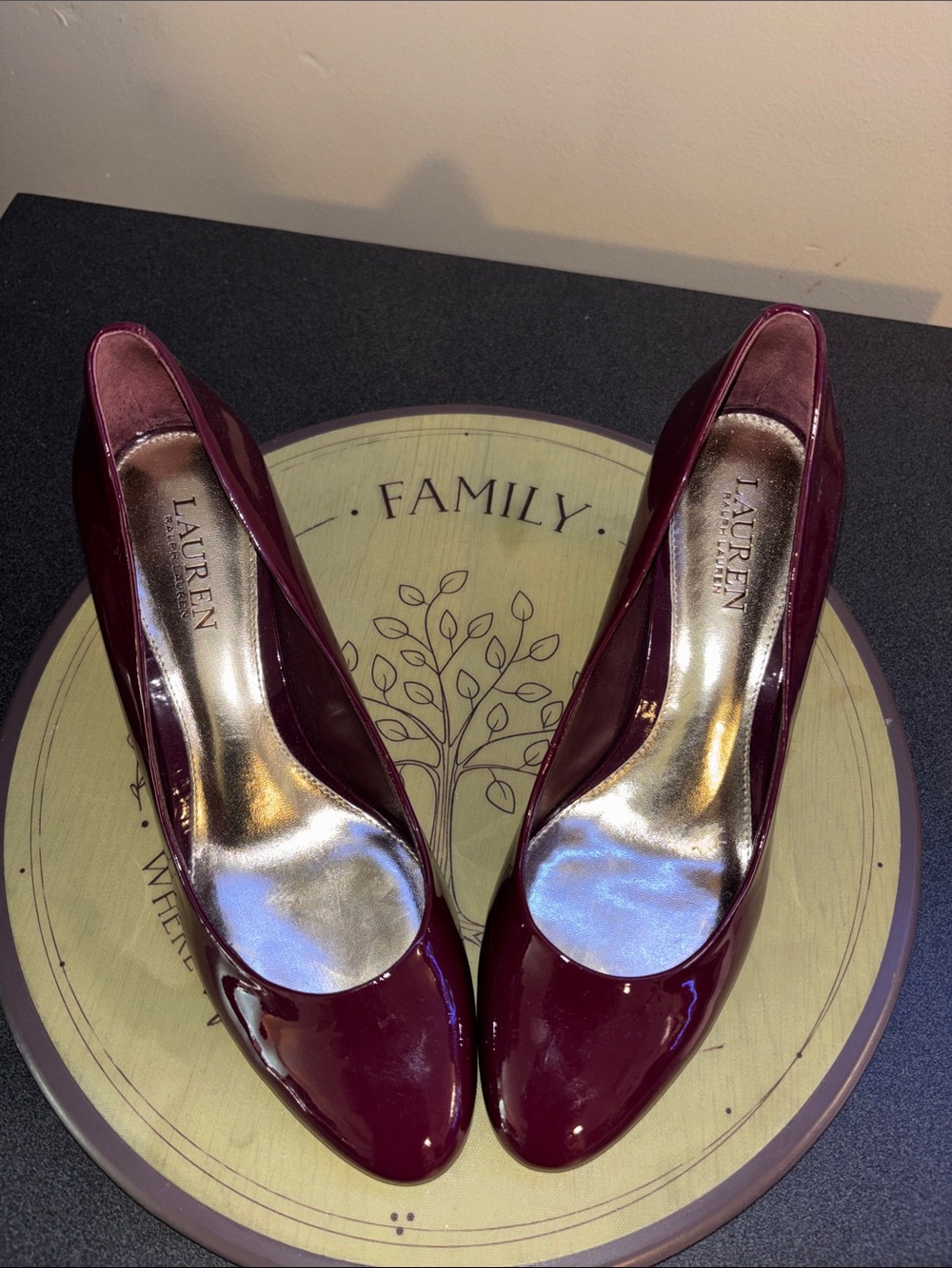 Lauren Ralph Lauren Wine Patent Leather Pointed-Toe Pumps